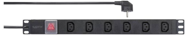 Produktbild: Sygonix SY-6736980 Steckdosenleiste 19 Zoll 6fach Schwarz Schutzkontakt 1St.