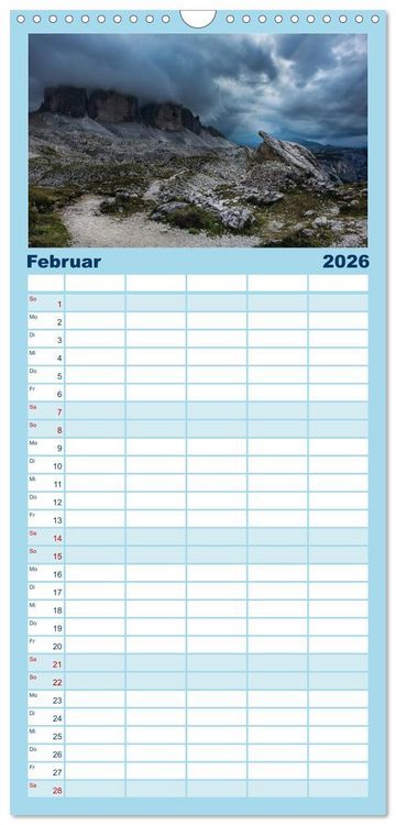 Produktbild: Familienplaner 2026 - Dolomiten - S&uuml;dtirol mit 5 Spalten (Wandkalender, 21 x 45 cm) CALVENDO