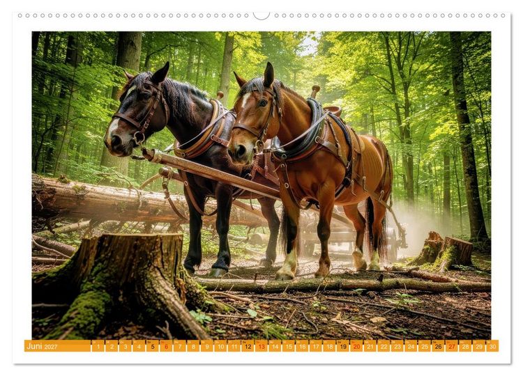 Produktbild: Arbeitspferde in Action (hochwertiger Premium Wandkalender 2027 DIN A2 quer), Kunstdruck in Hochglanz