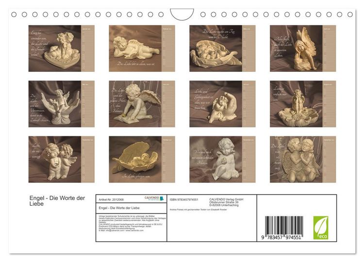 Produktbild: Engel - Die Worte der Liebe (Wandkalender 2026 DIN A4 quer), CALVENDO Monatskalender