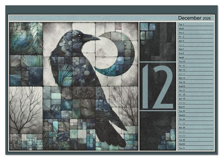 Produktbild: Crows. Shades of the Unseen. Art. (Desk Calendar 2026 DIN A5 landscape), CALVENDO 12 Month DeskCalendar
