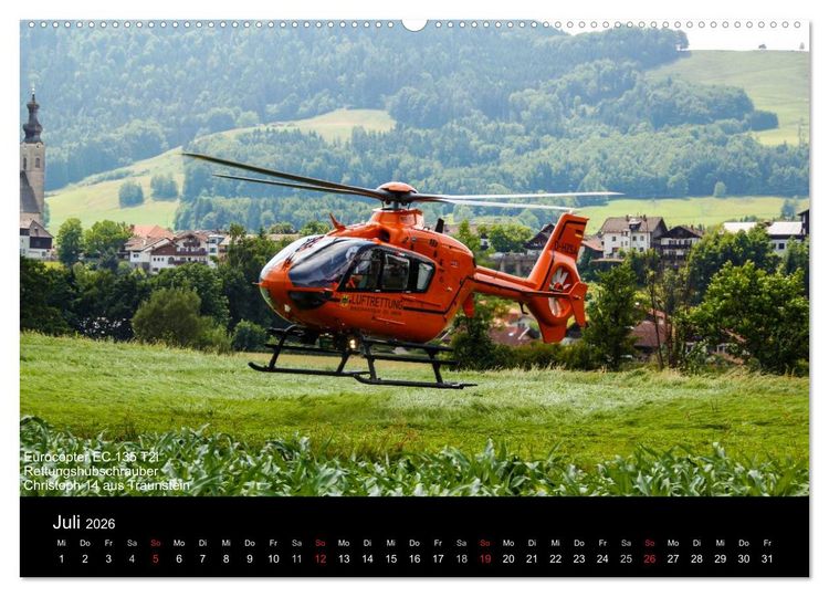 Produktbild: Hubschrauber im Einsatz (hochwertiger Premium Wandkalender 2026 DIN A2 quer), Kunstdruck in Hochglanz