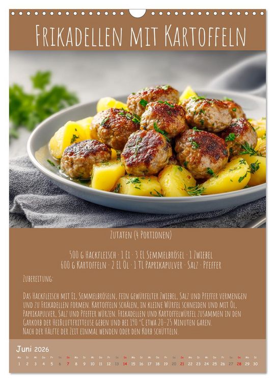 Produktbild: REZEPTE - Kochen in der Hei&szlig;luftfritteuse (Wandkalender 2026 DIN A3 hoch), CALVENDO Monatskalender