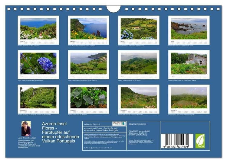 Produktbild: Azoren-Insel Flores - Farbtupfer auf einem erloschenen Vulkan Portugals (Wandkalender 2027 DIN A4 quer), CALVENDO Monatskalender