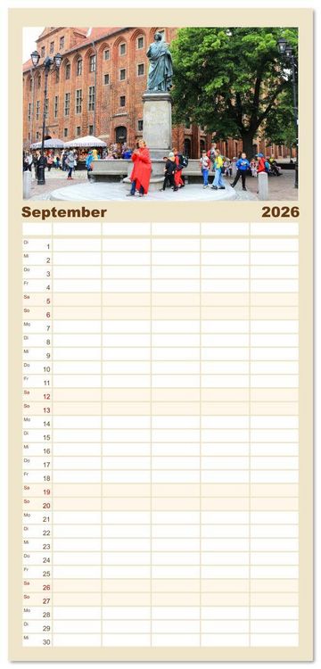 Produktbild: Familienplaner 2026 - Quer durch Polens Norden mit 5 Spalten (Wandkalender, 21 x 45 cm) CALVENDO