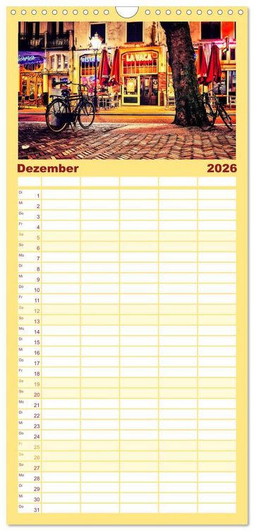 Produktbild: Familienplaner 2026 - Stadtfahrrad mit 5 Spalten (Wandkalender, 21 x 45 cm) CALVENDO
