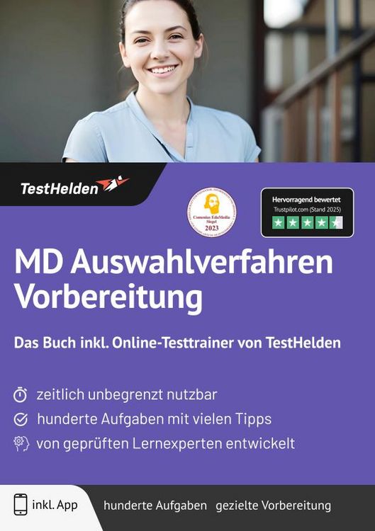 Produktbild: MD Auswahlverfahren Vorbereitung: Das Buch inkl. Online-Testtrainer von TestHelden |