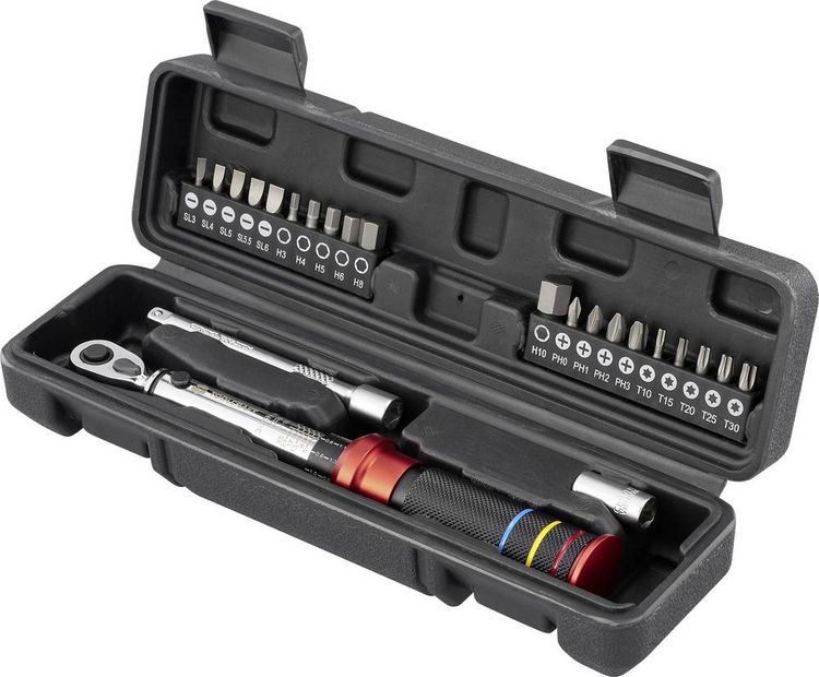 Produktbild: TOOLCRAFT 23stk. TO-10332102 Drehmomentschl&uuml;ssel-Set 1/4\" (6.3 mm) 3 - 25 Nm