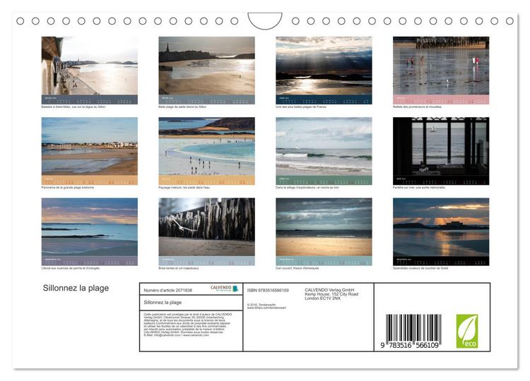 Produktbild: Sillonnez la plage (Calendrier mural 2026 DIN A4 vertical), CALVENDO calendrier mensuel