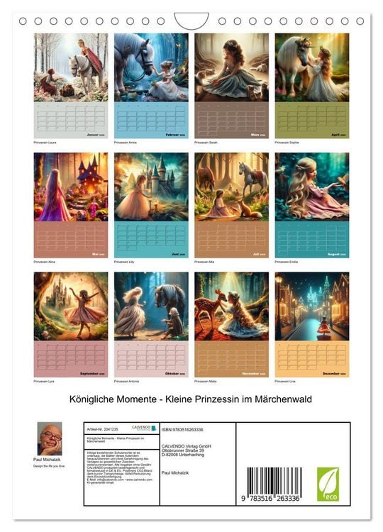 Produktbild: K&ouml;nigliche Momente - Kleine Prinzessin im M&auml;rchenwald (Wandkalender 2026 DIN A4 hoch), CALVENDO Monatskalender