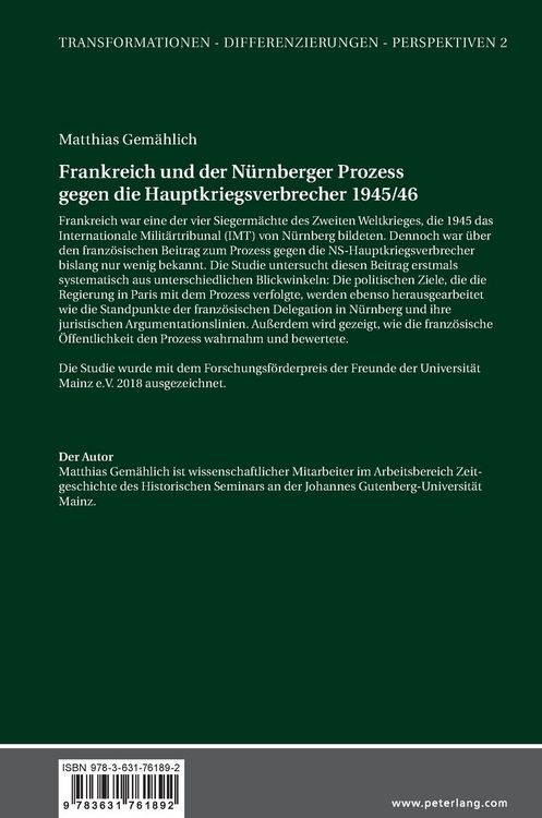 Produktbild: Frankreich und der N&uuml;rnberger Prozess gegen die Hauptkriegsverbrecher 1945/46