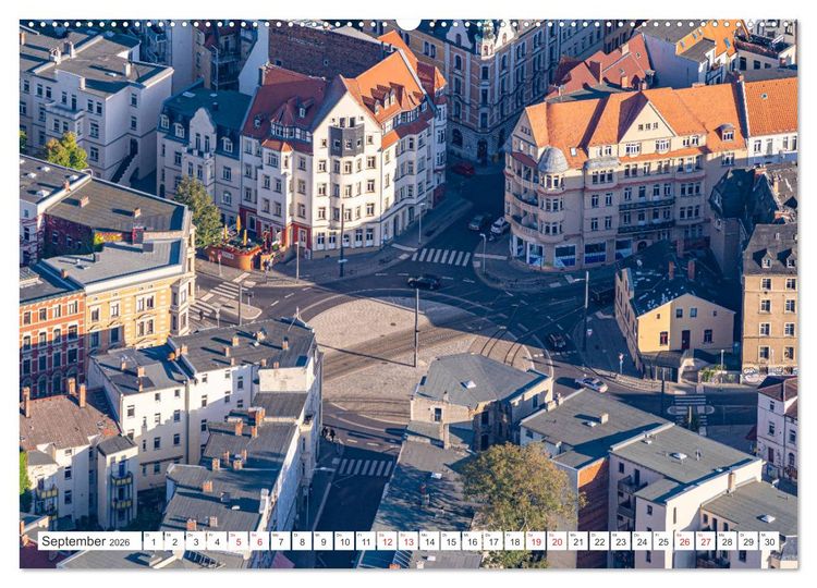 Produktbild: Halle an der Saale von oben (Wandkalender 2026 DIN A2 quer), CALVENDO Monatskalender