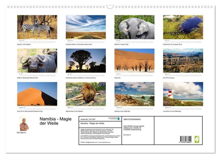 Produktbild: Namibia - Magie der Weite (Wandkalender 2027 DIN A2 quer), CALVENDO Monatskalender