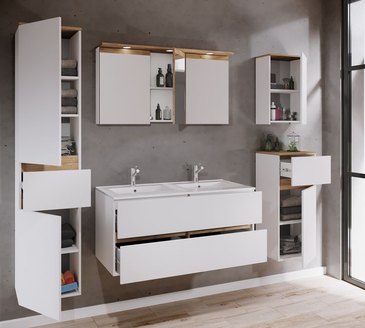 Produktbild: 6 tlg. Badm&ouml;bel-Set mit Waschbecken Cosila-I 111cm