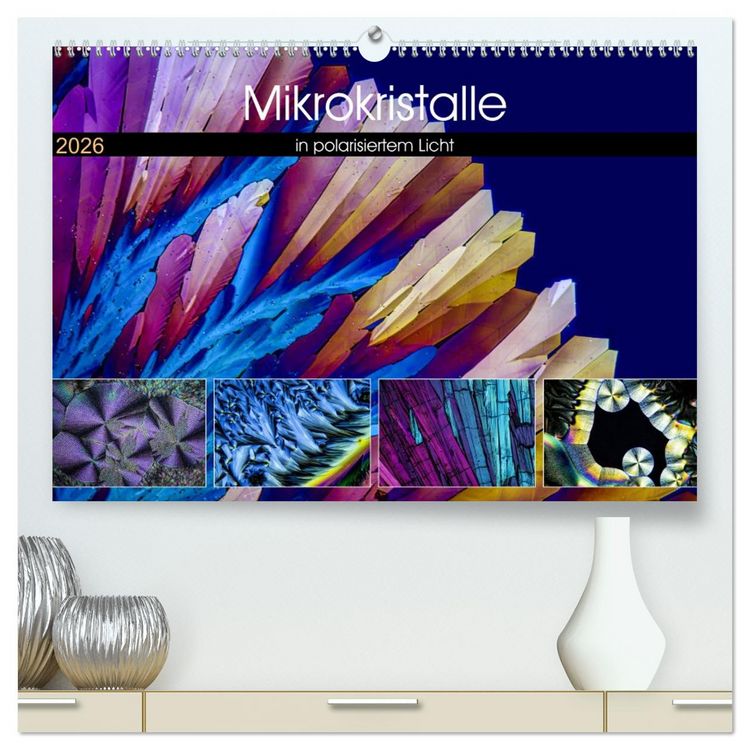 Produktbild: Mikrokristalle in polarisiertem Licht (hochwertiger Premium Wandkalender 2026 DIN A2 quer), Kunstdruck in Hochglanz