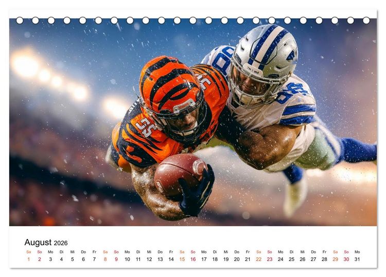 Produktbild: American Football - Touchdown durchs Jahr (Tischkalender 2026 DIN A5 quer), CALVENDO Monatskalender