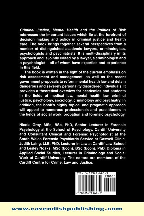 Produktbild: Criminal Justice, Mental Health and the Politics of Risk