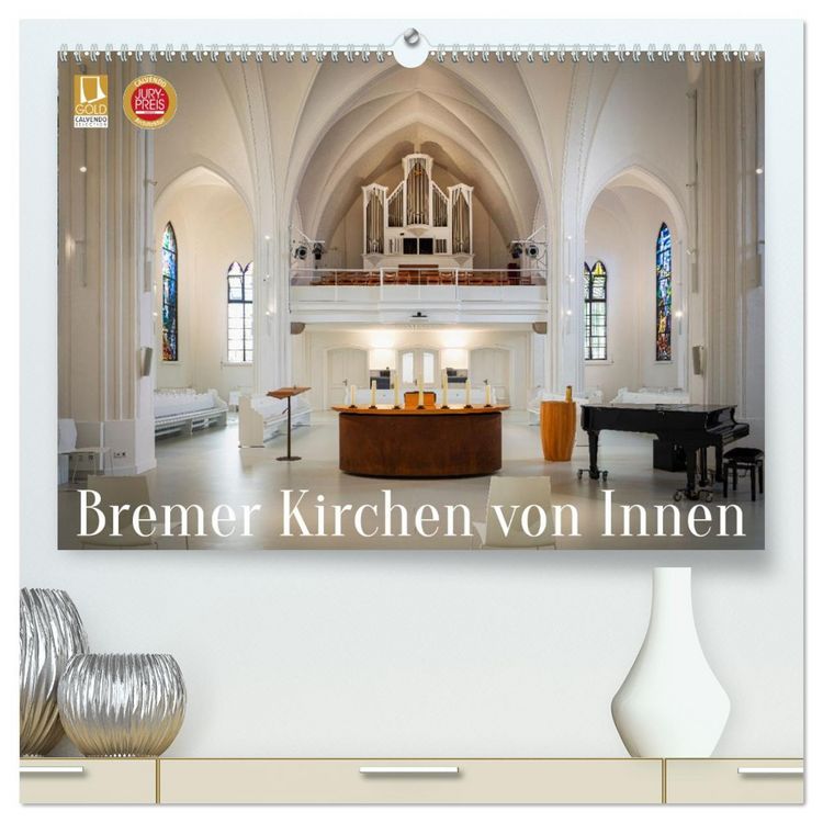 Produktbild: Bremer Kirchen von Innen (hochwertiger Premium Wandkalender 2026 DIN A2 quer), Kunstdruck in Hochglanz
