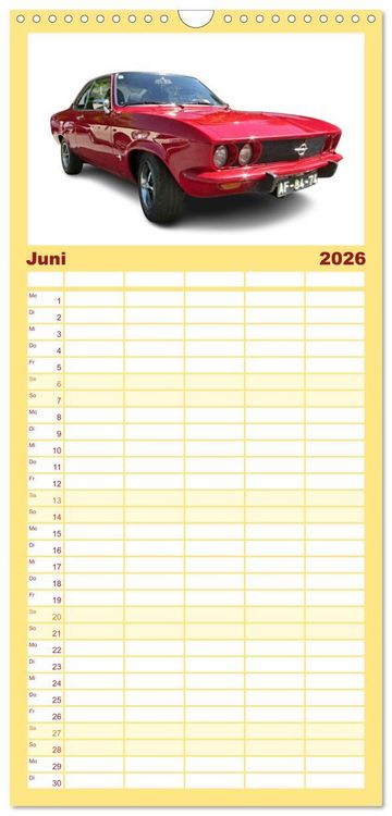 Produktbild: Familienplaner 2026 - Mein Autokalender mit 5 Spalten (Wandkalender, 21 x 45 cm) CALVENDO