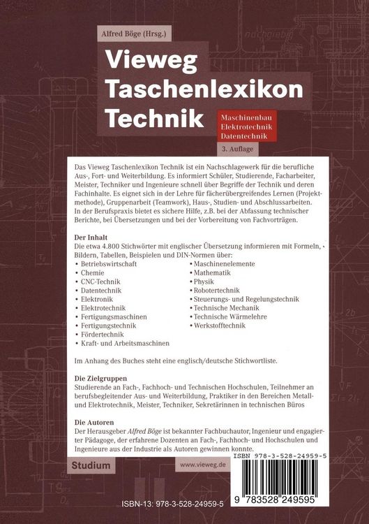 Produktbild: Vieweg Taschenlexikon Technik