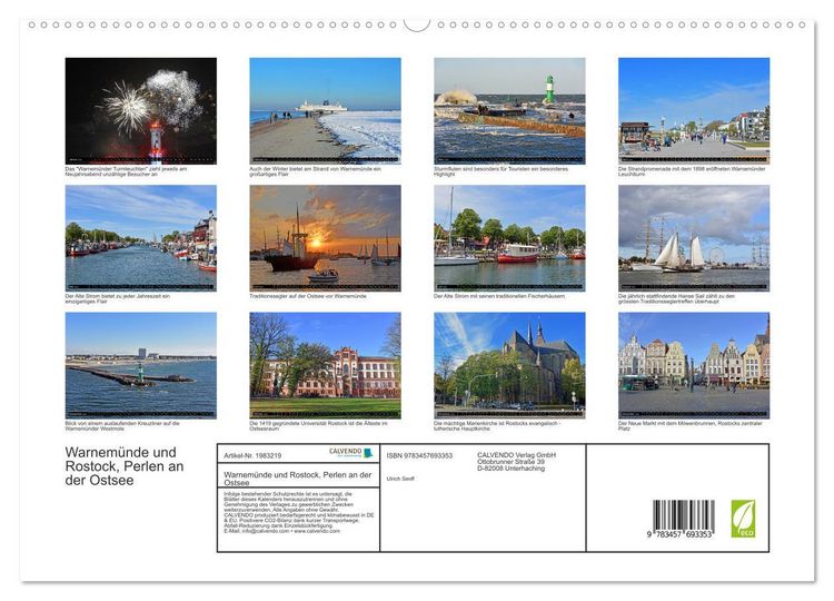 Produktbild: Warnem&uuml;nde und Rostock, Perlen an der Ostsee (hochwertiger Premium Wandkalender 2026 DIN A2 quer), Kunstdruck in Hochglanz