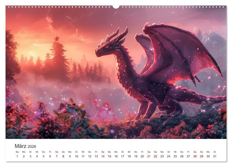 Produktbild: Das Jahr der Drachen (hochwertiger Premium Wandkalender 2026 DIN A2 quer), Kunstdruck in Hochglanz