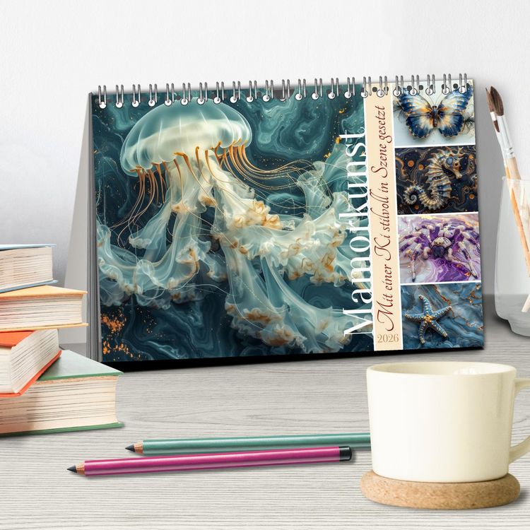 Produktbild: Mamorkunst (Tischkalender 2026 DIN A5 quer), CALVENDO Monatskalender