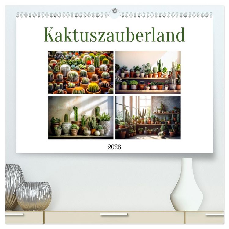 Produktbild: Kaktuszauberland (hochwertiger Premium Wandkalender 2026 DIN A2 quer), Kunstdruck in Hochglanz