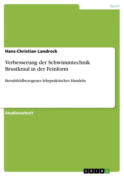 Produktbild: Verbesserung der Schwimmtechnik Brustkraul in der Feinform