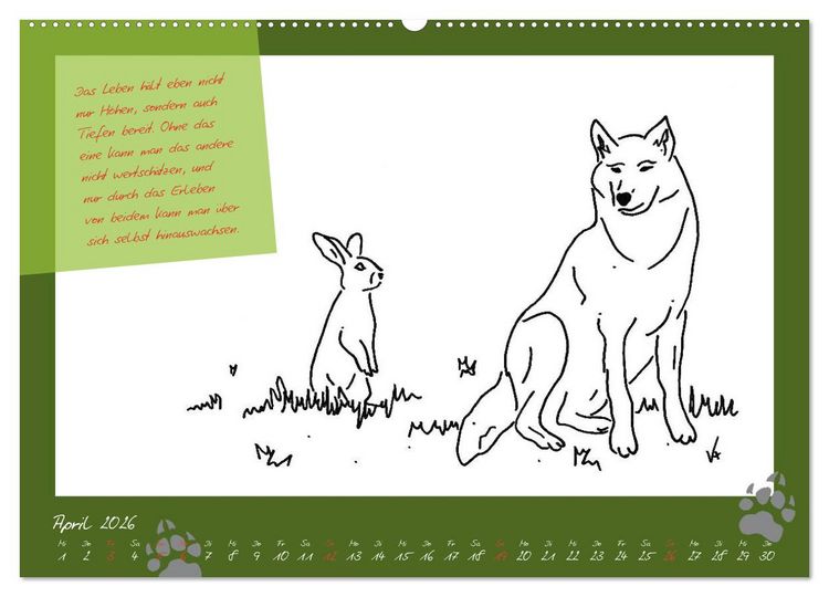 Produktbild: Der kleine GROSSE Wolf - Kalender (hochwertiger Premium Wandkalender 2026 DIN A2 quer), Kunstdruck in Hochglanz