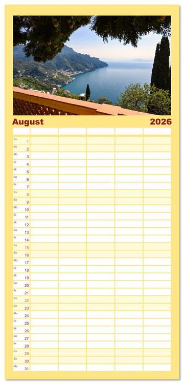 Produktbild: Familienplaner 2026 - Sehnsuchtsort Amalfik&uuml;ste mit 5 Spalten (Wandkalender, 21 x 45 cm) CALVENDO