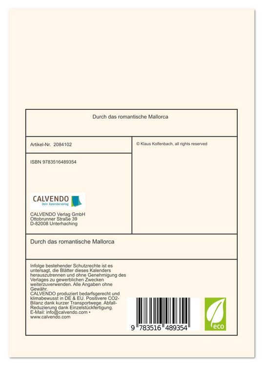 Produktbild: Durch das romantische Mallorca (Tischkalender 2026 DIN A5 hoch), CALVENDO Monatskalender