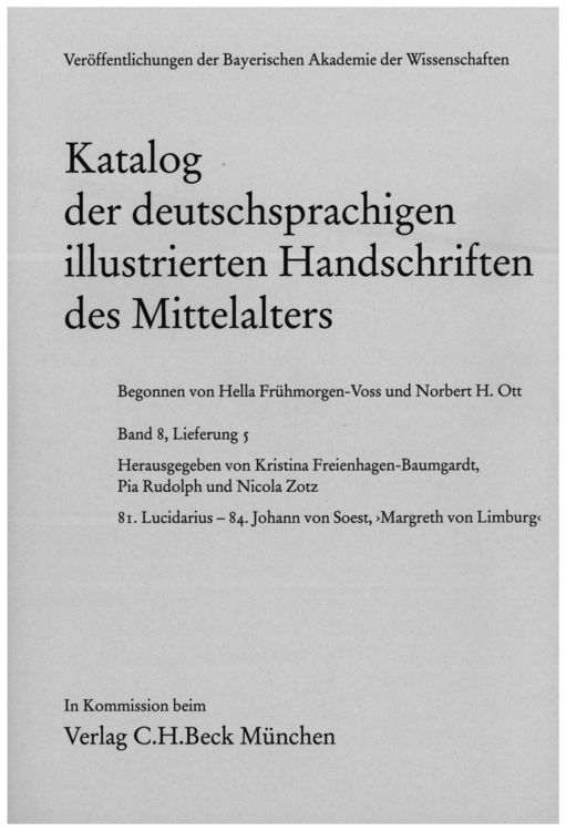 Produktbild: Katalog der deutschsprachigen illustrierten Handschriften des Mittelalters Band 8, Lfg. 5