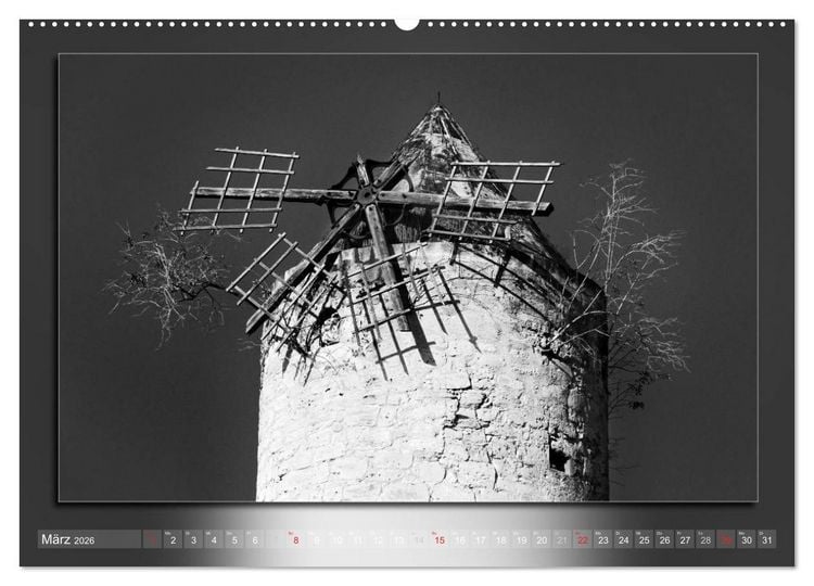 Produktbild: Mallorca Schwarz Wei&szlig; (hochwertiger Premium Wandkalender 2026 DIN A2 quer), Kunstdruck in Hochglanz