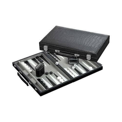 Produktbild: Backgammon grau, medium, Kunstleder