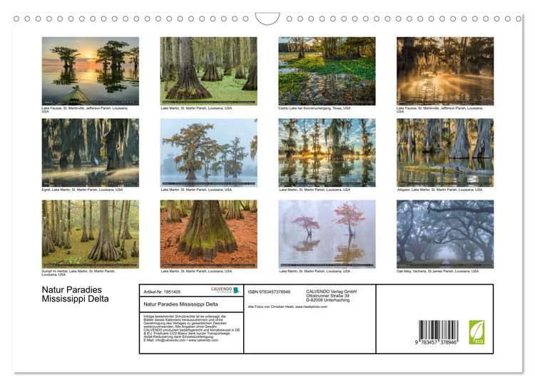 Produktbild: Natur Paradies Mississippi Delta (Wandkalender 2026 DIN A3 quer), CALVENDO Monatskalender