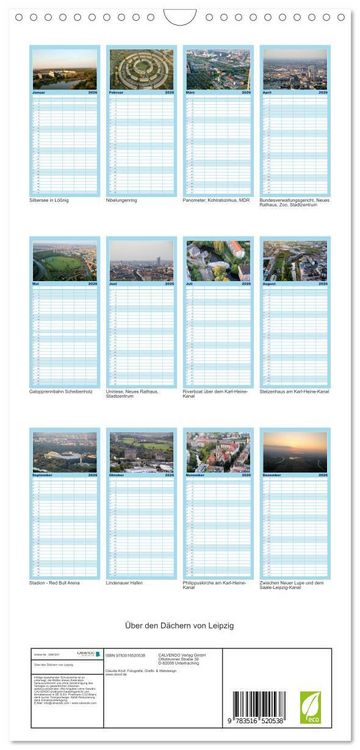 Produktbild: Familienplaner 2026 - &Uuml;ber den D&auml;chern von Leipzig mit 5 Spalten (Wandkalender, 21 x 45 cm) CALVENDO