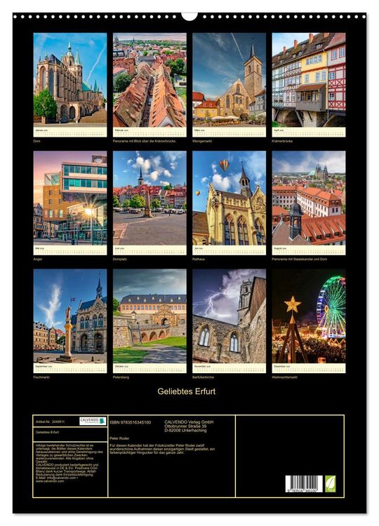 Produktbild: Geliebtes Erfurt (Wandkalender 2026 DIN A2 hoch), CALVENDO Monatskalender