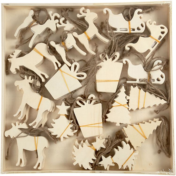 Produktbild: Creativ Company Weihnachtsaufh&auml;nger, Gr&ouml;&szlig;e 7-9 cm, Dicke 4 mm, aus Holz, natur, 90 Stk