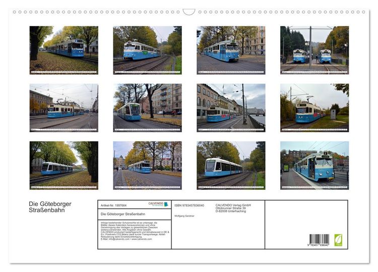 Produktbild: Die G&ouml;teborger Stra&szlig;enbahn (Wandkalender 2026 DIN A2 quer), CALVENDO Monatskalender