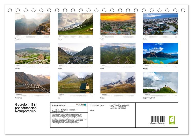 Produktbild: Georgien - Ein ph&auml;nomenales Naturparadies. (Tischkalender 2026 DIN A5 quer), CALVENDO Monatskalender
