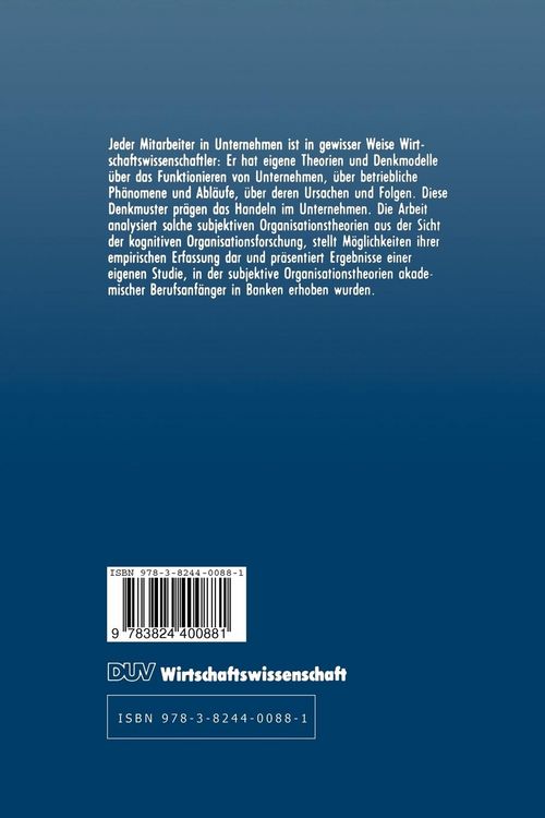 Produktbild: Subjektive Organisationstheorien