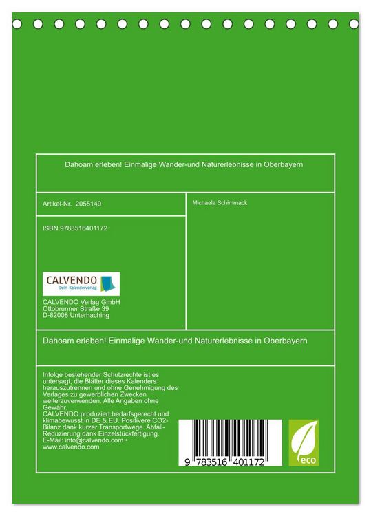 Produktbild: Dahoam erleben! Einmalige Wander-und Naturerlebnisse in Oberbayern (Tischkalender 2026 DIN A5 hoch), CALVENDO Monatskalender