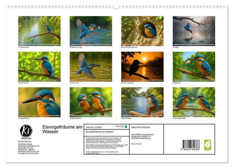 Produktbild: Eisvogeltr&auml;ume am Wasser (hochwertiger Premium Wandkalender 2026 DIN A2 quer), Kunstdruck in Hochglanz