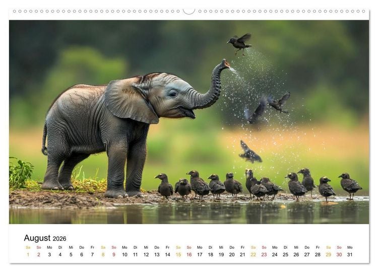Produktbild: Elefanten Kinder - kleine Riesen (Wandkalender 2026 DIN A2 quer), CALVENDO Monatskalender
