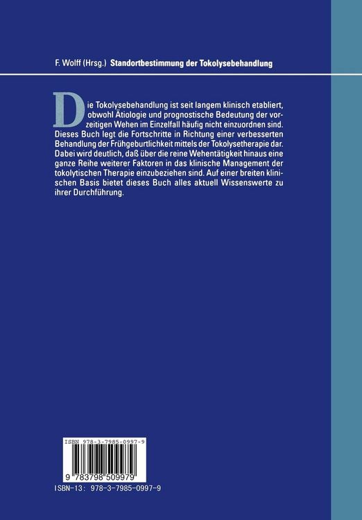 Produktbild: Standortbestimmung der Tokolysebehandlung