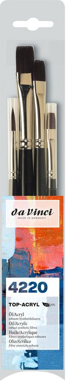 Produktbild: da Vinci Pinselset TOP-ACRYL-Malpinsel, f&uuml;r Acryl, &Ouml;l und Aquarell, 4er Set