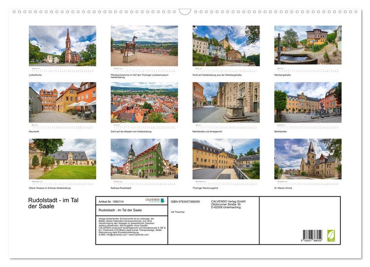 Produktbild: Rudolstadt - im Tal der Saale (Wandkalender 2026 DIN A2 quer), CALVENDO Monatskalender