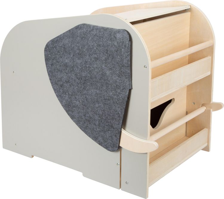 Produktbild: Small foot 12423 - Spielzeugbox mit Sitz und Rollen Elefant Wildlife, Holz/Filz, Ma&szlig;e: 63x51x41cm