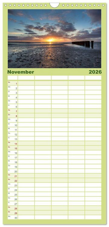 Produktbild: Familienplaner 2026 - Amrum - Eine farbenfrohe Insellandschaft mit 5 Spalten (Wandkalender, 21 x 45 cm) CALVENDO